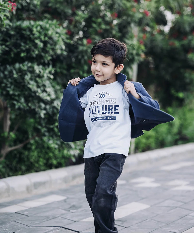 party wear navy blue blazer set for boys 