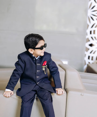 Pre Order: Navy Jodhpuri Suit Set for Boys for Party