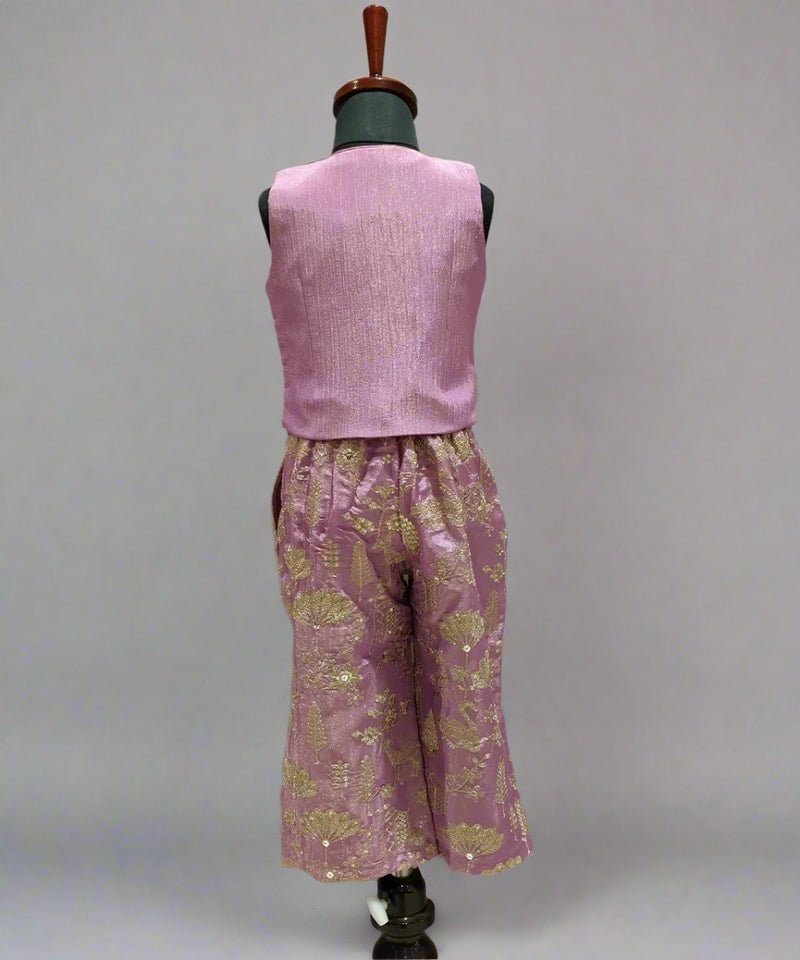 Back View Of Gajari Color Heavy embroidered Palazzo Set