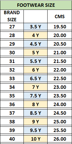 Size chart