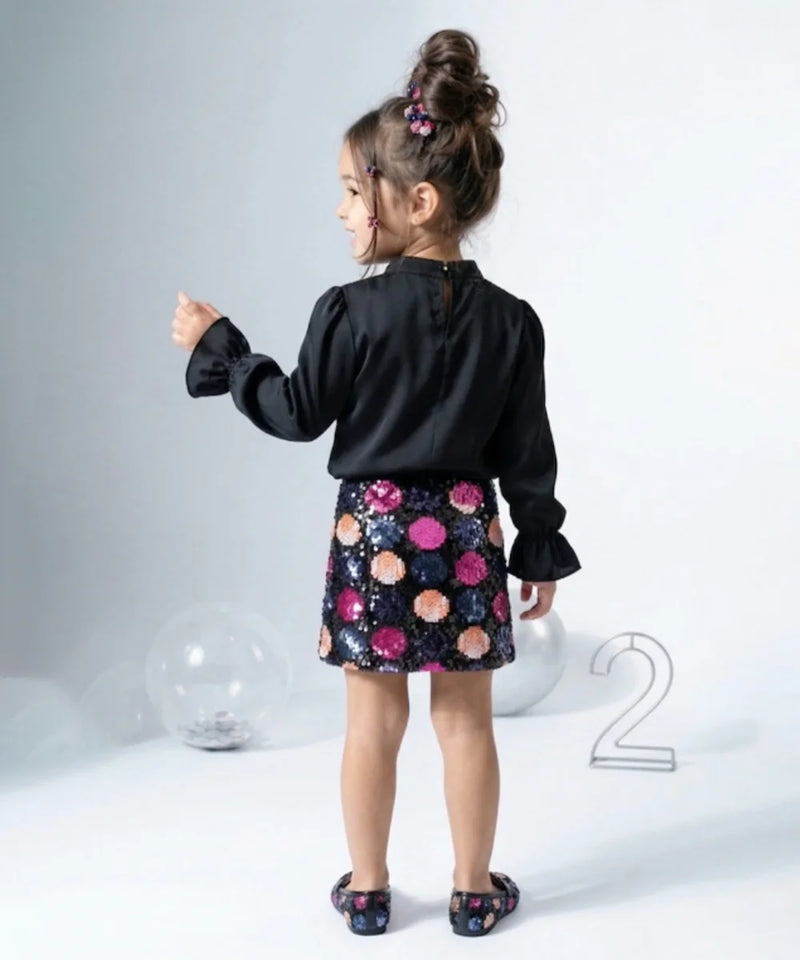 Devils N Angels Black Ruffle Top & Sequin Skirt Co-ord Set for 1-7 Years Girls Jaipur
