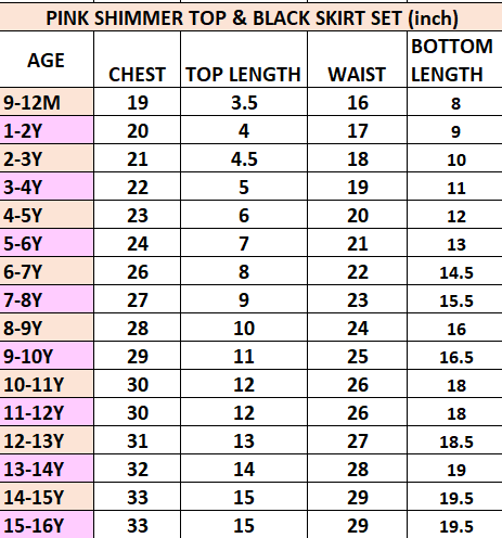 Size chart
