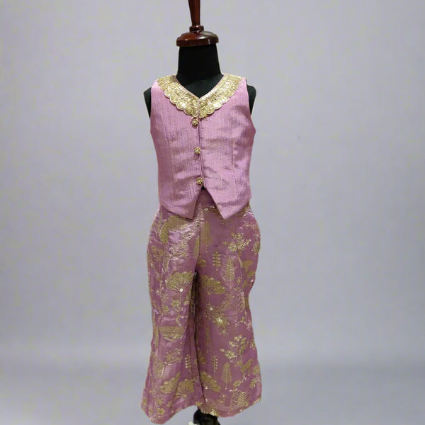 Heavy Embroidered Palazzo Pants with Matching Sleeveless Top.