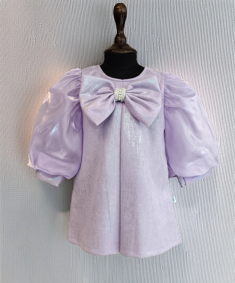 Light purple shimmer birthday frock for girls, Jaipur kidswear