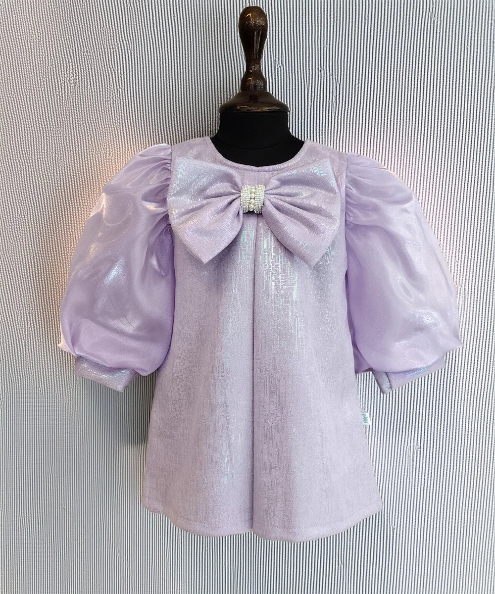 Light purple shimmer birthday frock for girls, Jaipur kidswear