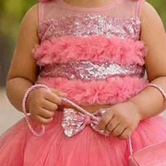 Devils N Angels Pink Sequin Top & Layered Skirt Set for Girls 0–9 Months | Jaipur