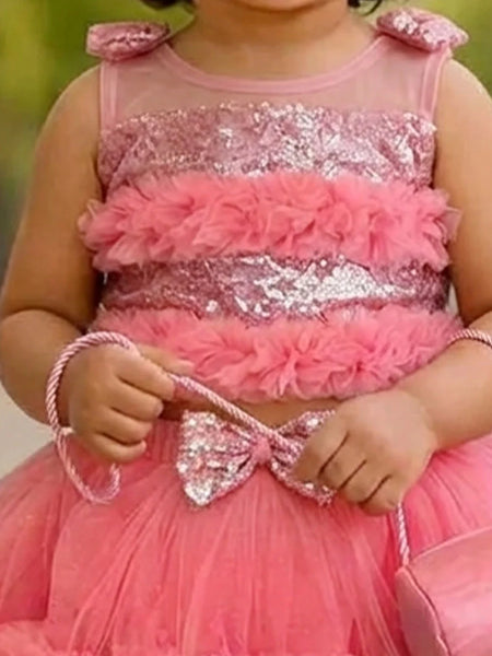 Devils N Angels Pink Sequin Top & Layered Skirt Set for Girls 0–9 Months | Jaipur