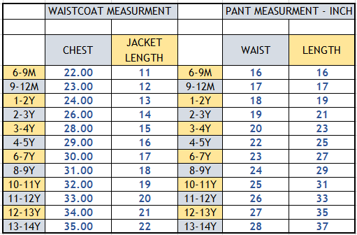 Size chart