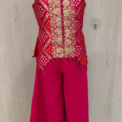 Rani Pink Bandhani Sharara for Girls | Kids Wedding Wear Jaipur