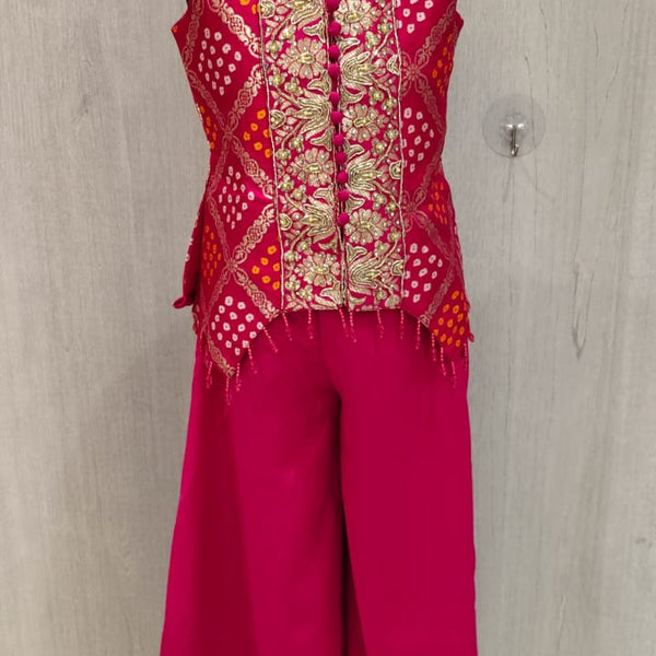 Rani Pink Bandhani Sharara for Girls | Kids Wedding Wear Jaipur