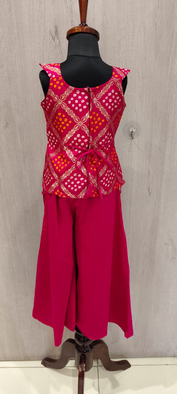 Rani Pink Bandhani Sharara for Girls | Kids Wedding Wear Jaipur