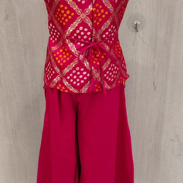 Rani Pink Bandhani Sharara for Girls | Kids Wedding Wear Jaipur
