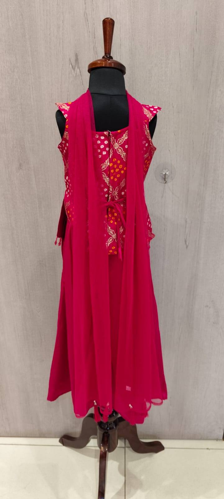 Rani Pink Bandhani Sharara for Girls | Kids Wedding Wear Jaipur