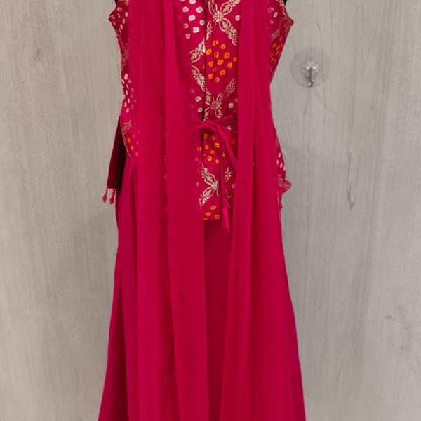Rani Pink Bandhani Sharara for Girls | Kids Wedding Wear Jaipur