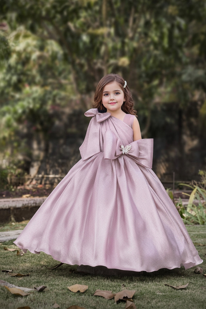 Pink Shimmer Princess Gown for Girls | Birthday Party Wear