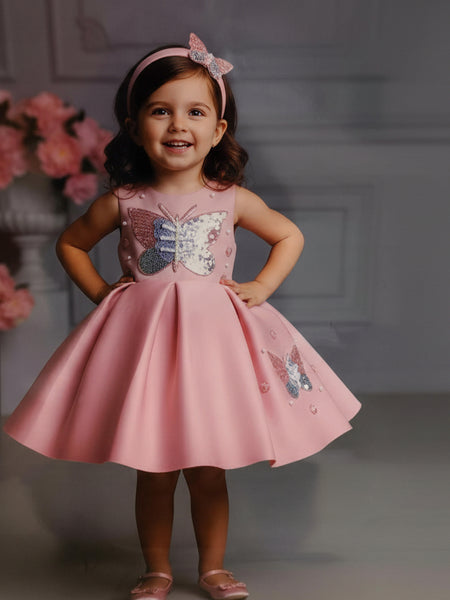 Pink Butterfly Birthday Frock for Girls | Jaipur Kidswear