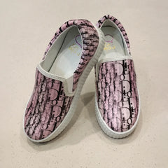 Kids' pink graphic sneakers with cushioned sole and easy slip-on design, Jaipur