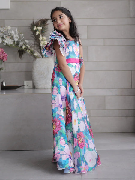 Affordable floral party gown for kids, best kidswear boutique Jaipur