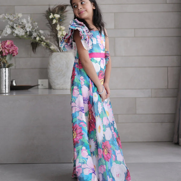 Affordable floral party gown for kids, best kidswear boutique Jaipur