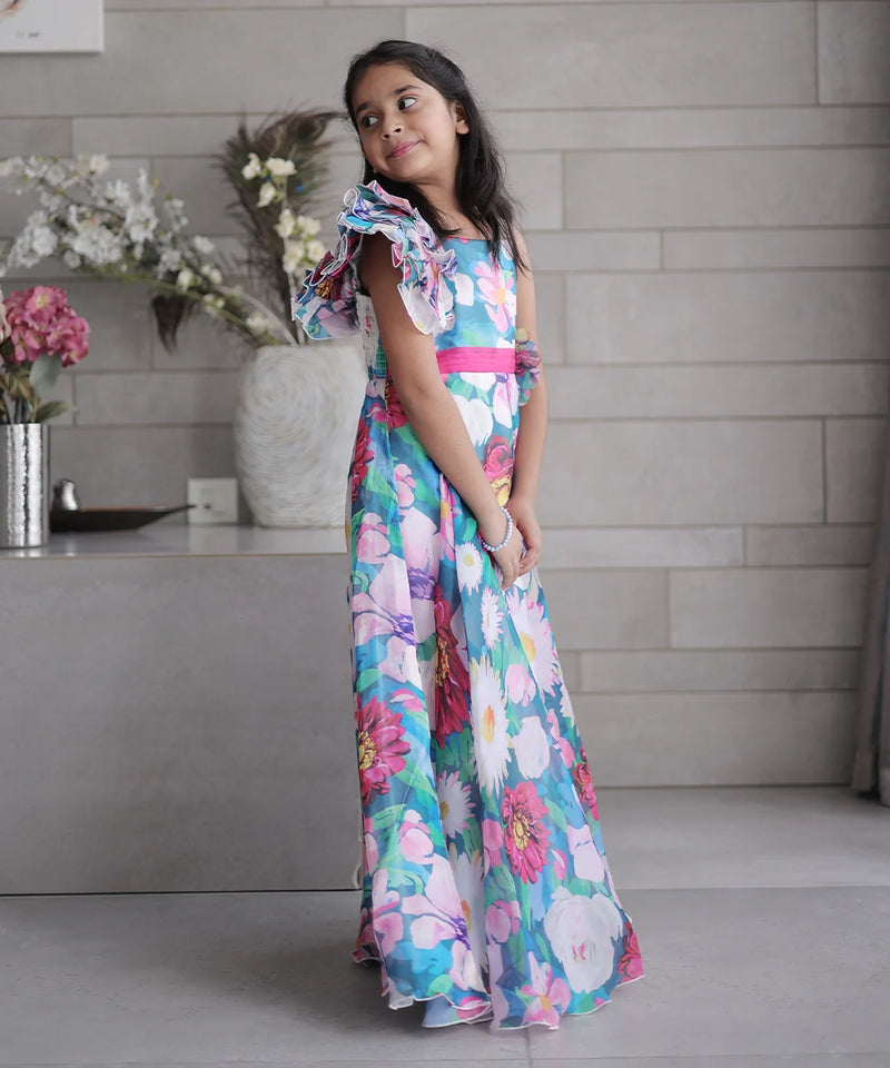 Affordable floral party gown for kids, best kidswear boutique Jaipur