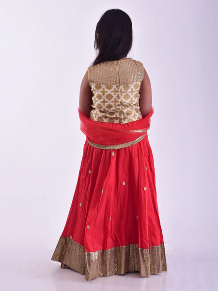 Affordable red lehenga choli in Jaipur with price, embroidered choli and festive net dupatta