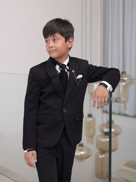 wedding wear black & white coat suit set for boys