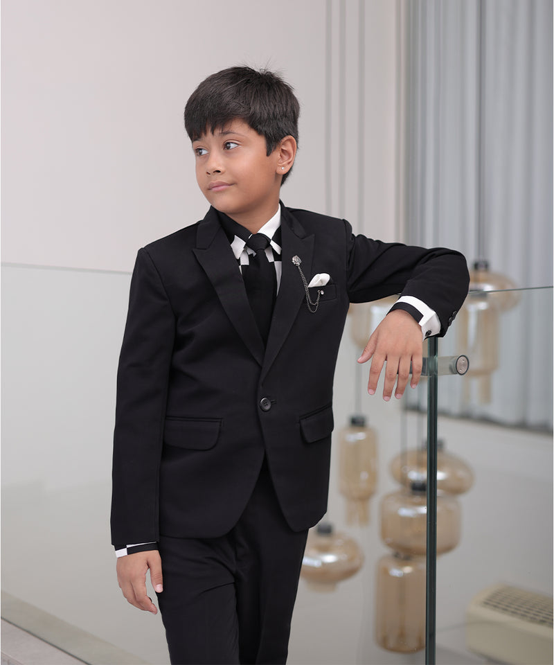 wedding wear black & white coat suit set for boys