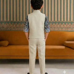 Cream Coloured Waist Coat Set for Baby Boy 2-3 Years Jaipur