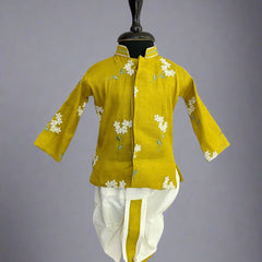 Cotton baby boys kurta dhoti set with flower embroidery, Rakhi special Jaipur