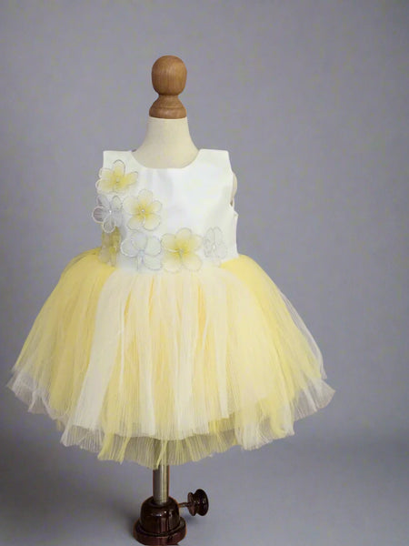 white & yellow frock for baby girls with bellies