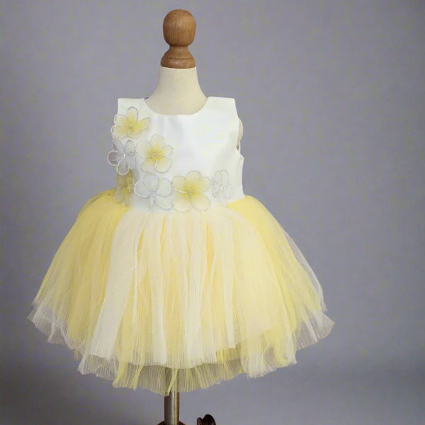 white & yellow frock for baby girls with bellies
