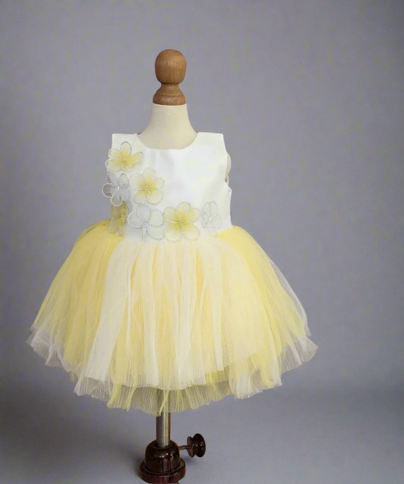 white & yellow frock for baby girls with bellies