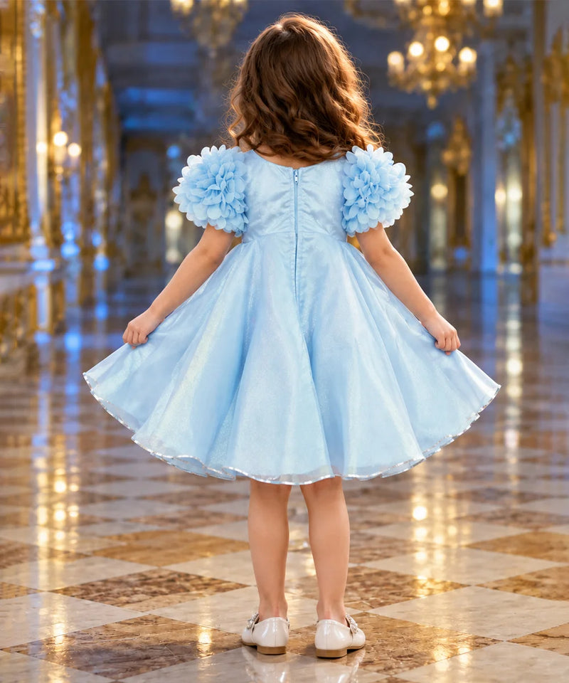 Devils N Angels ice-blue floral princess party frock for girls 1–4 years