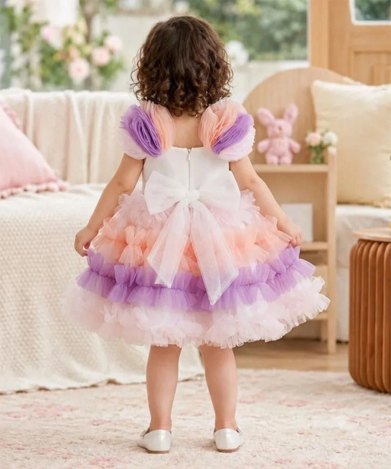 Devils N Angels Multi-Color Frill Birthday Frock for Baby Girls 6-9 Months | Jaipur