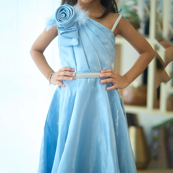 Ball gown frill gown design for girls, best kidswear boutique in Jaipur