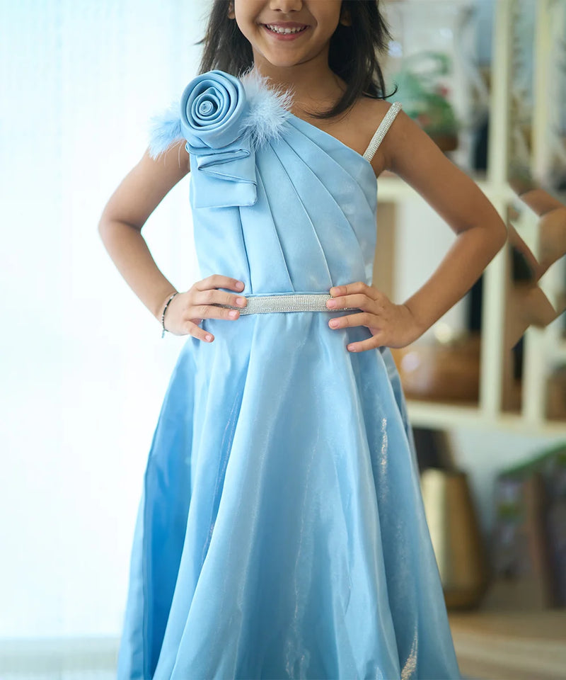Ball gown frill gown design for girls, best kidswear boutique in Jaipur