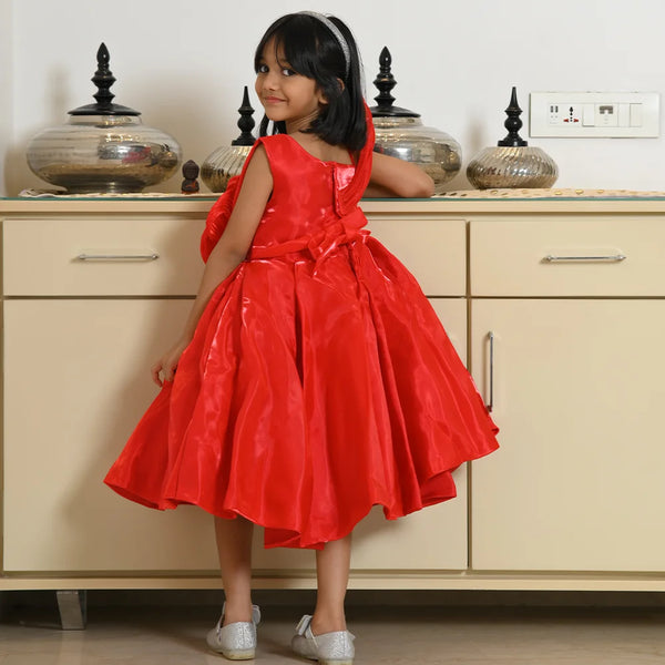 Best birthday frock for baby girls, knee-length red dress, Jaipur