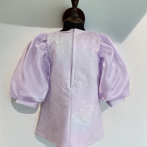 Designer lilac party frock with statement bow, best kidswear boutique Jaipur