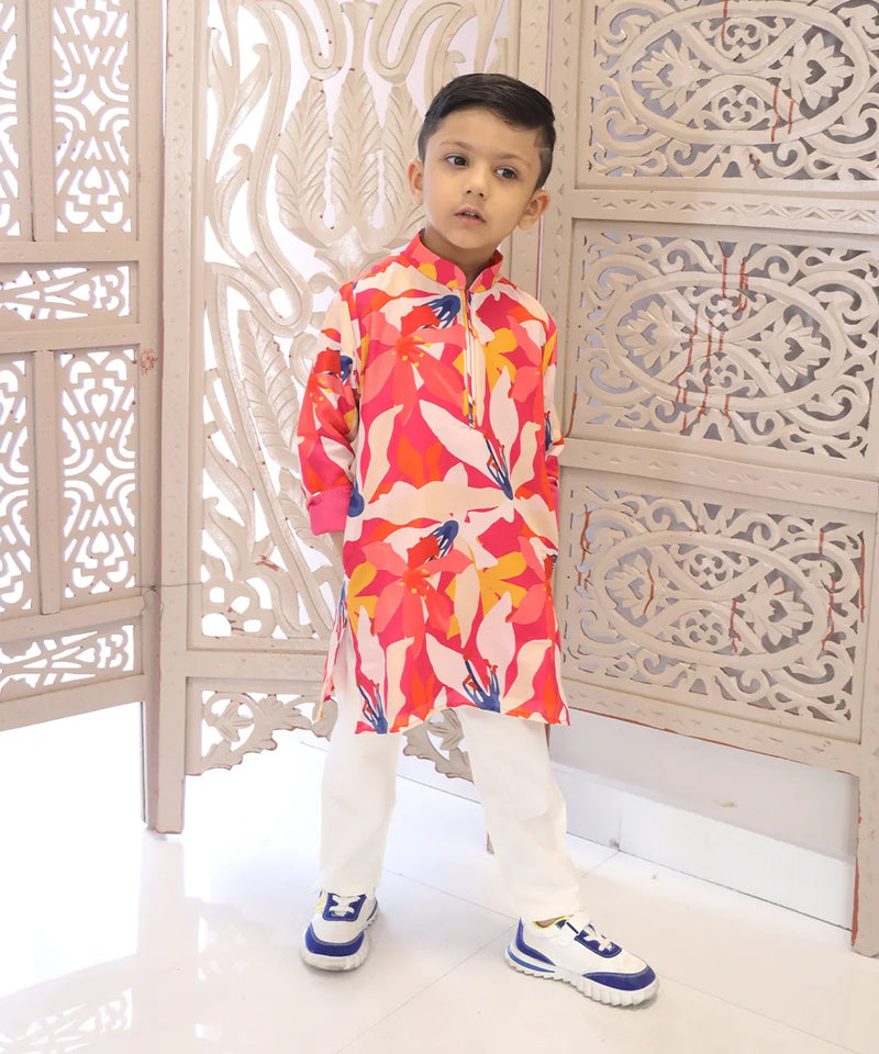 Modern boys cotton kurta pyjama set for parties, kidswear near me Jaipur

