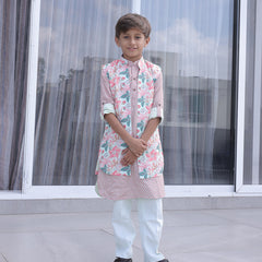 Cotton blend boys kurta pyjama with mandarin collar, Jaipur style