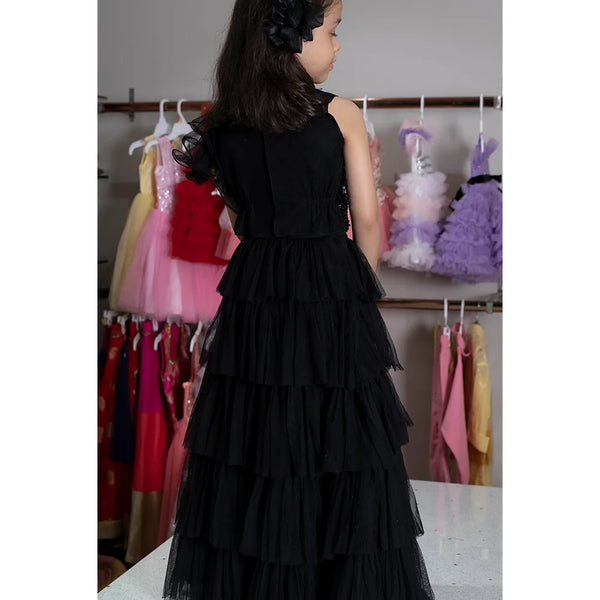 Best Jaipuri lehenga for kids wedding in Jaipur, featuring net ruffle skirt and designer crop top