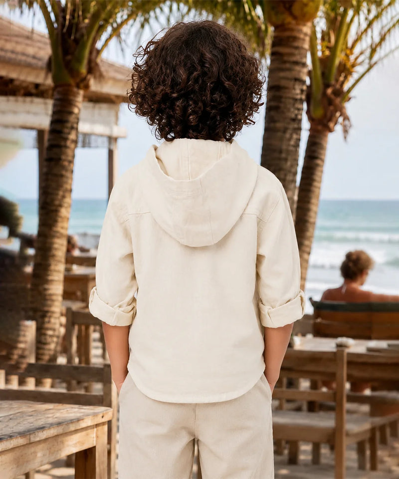 Boys Ivory Hoddie Shirt For Party
