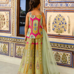 Girls wedding green sharara set