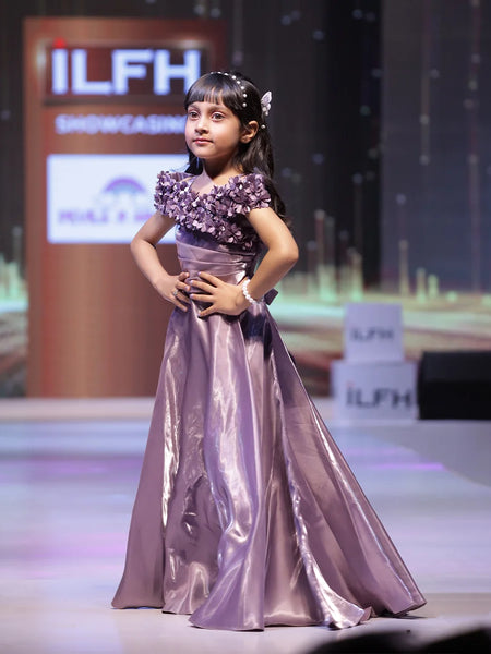 Beautiful purple party wear gown for kids, Jaipur kidswear showroom