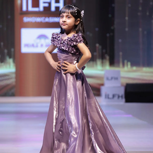 Beautiful purple party wear gown for kids, Jaipur kidswear showroom
