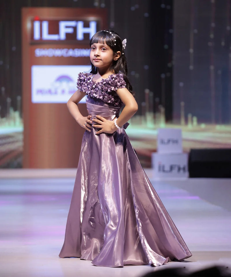 Beautiful purple party wear gown for kids, Jaipur kidswear showroom