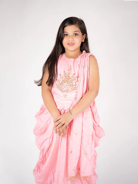 Jaipuri crop top dhoti outfit for girls, stylish wedding dress for kids in Jaipur