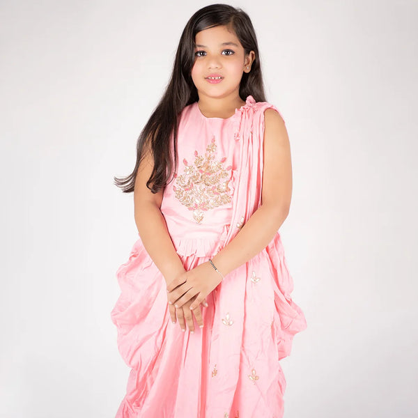 Jaipuri crop top dhoti outfit for girls, stylish wedding dress for kids in Jaipur