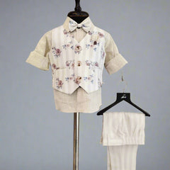 Printed Waist Coat Set For Party For Boys