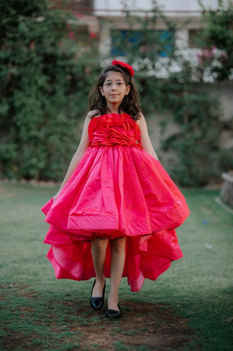 pink long gown for girls 